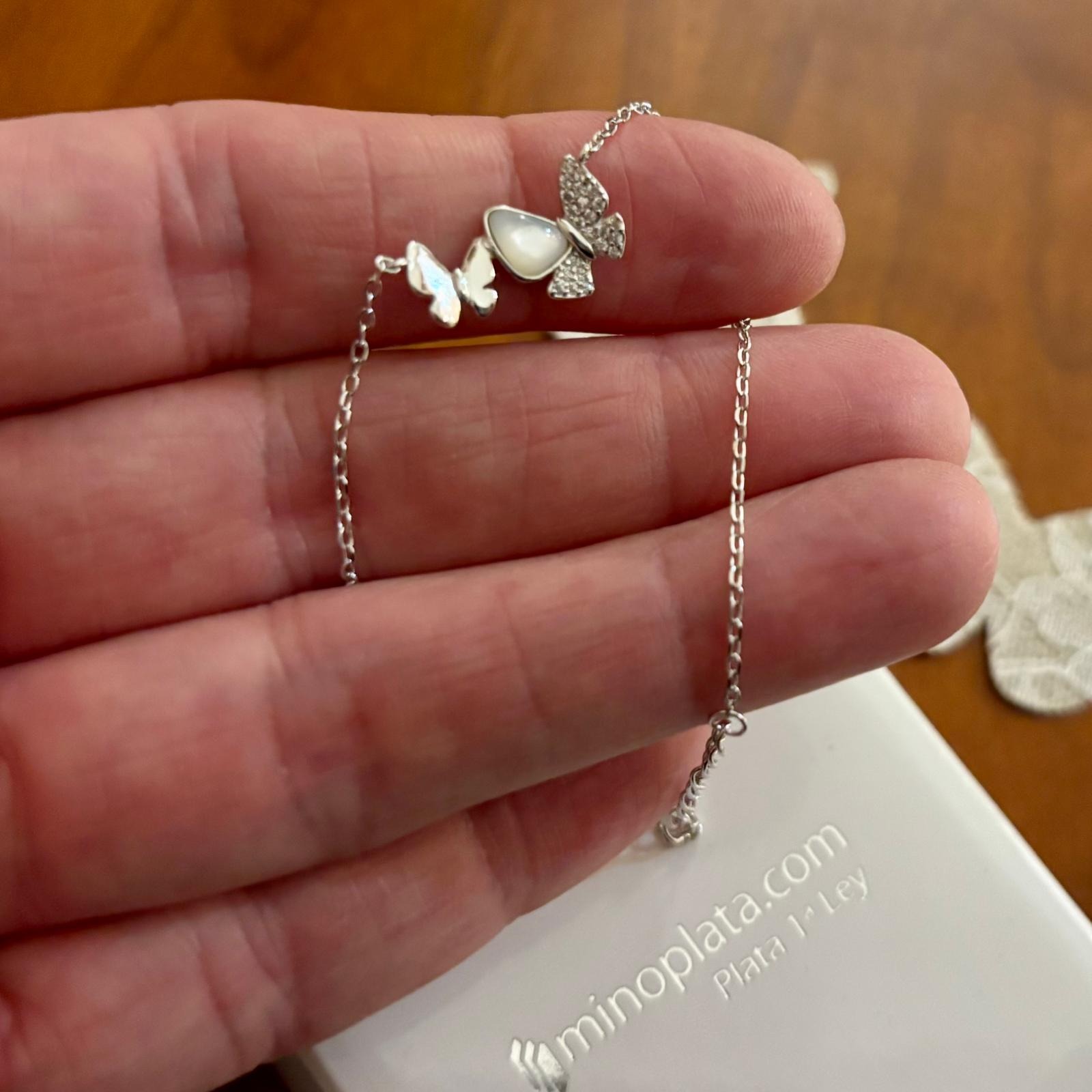 Pulsera mariposas de Plata de ley con nácar_1