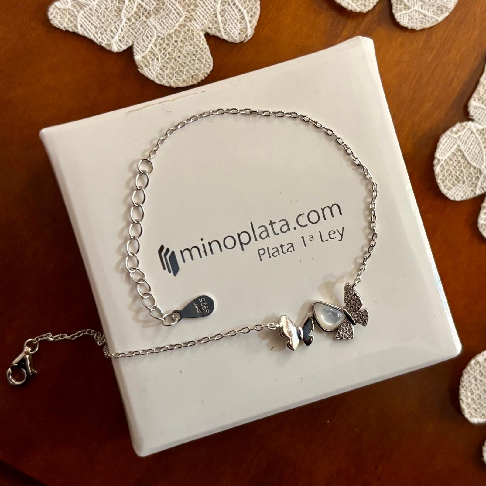 Pulsera mariposas de Plata de ley con nácar 3