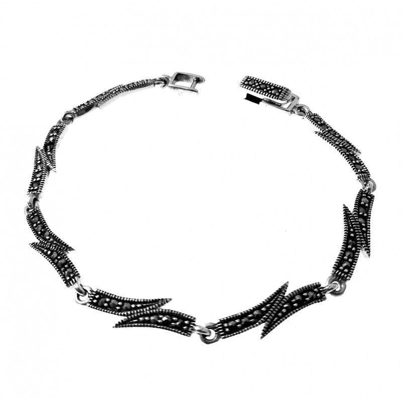 Pulsera estilo vintage de Plata de ley envejecida y Marcasitas