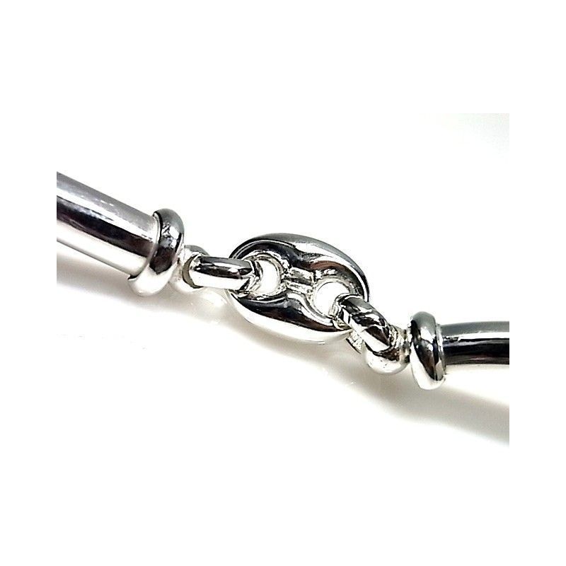 Pulsera media caña y eslabón calabrote de Plata de ley 1