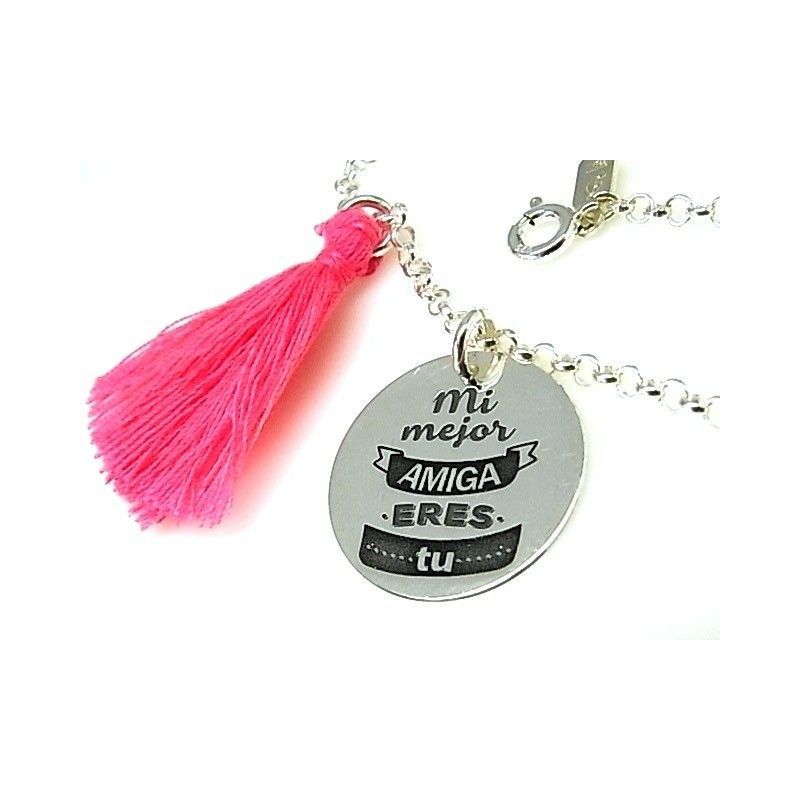 Pulsera de Plata de ley y pompón 