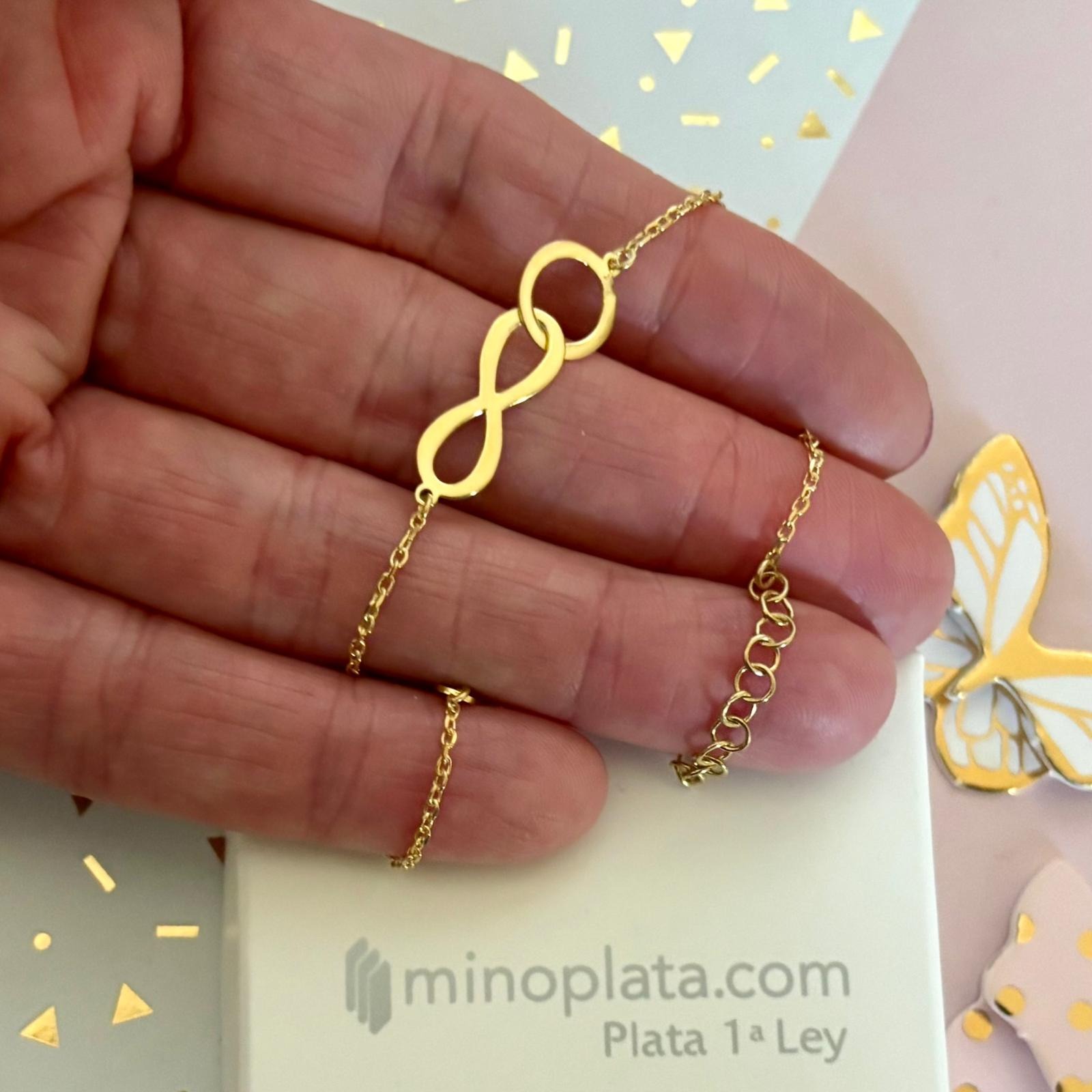 Pulsera Karma Infinito de Plata de ley chapada en Oro 2