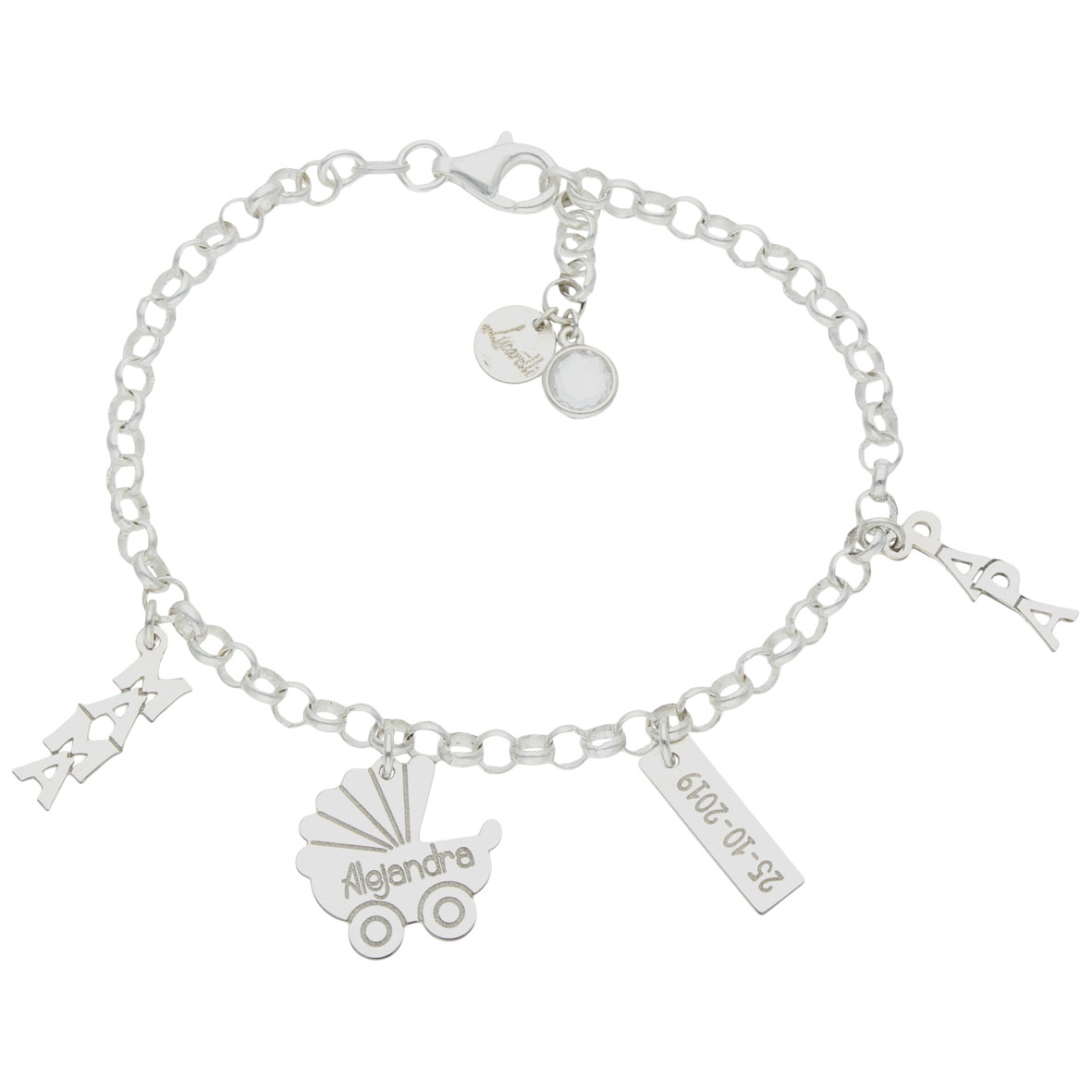 Ideas de Pulseras de Plata de ley MI HISTORIA montadas 5