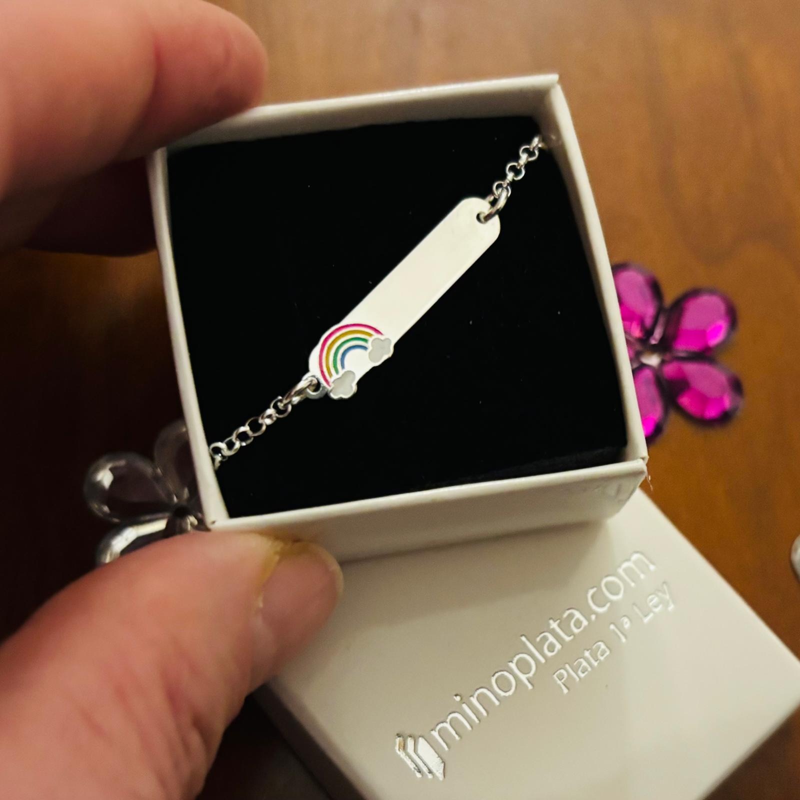 Pulsera esclava infantil Arcoíris de Plata de ley 4