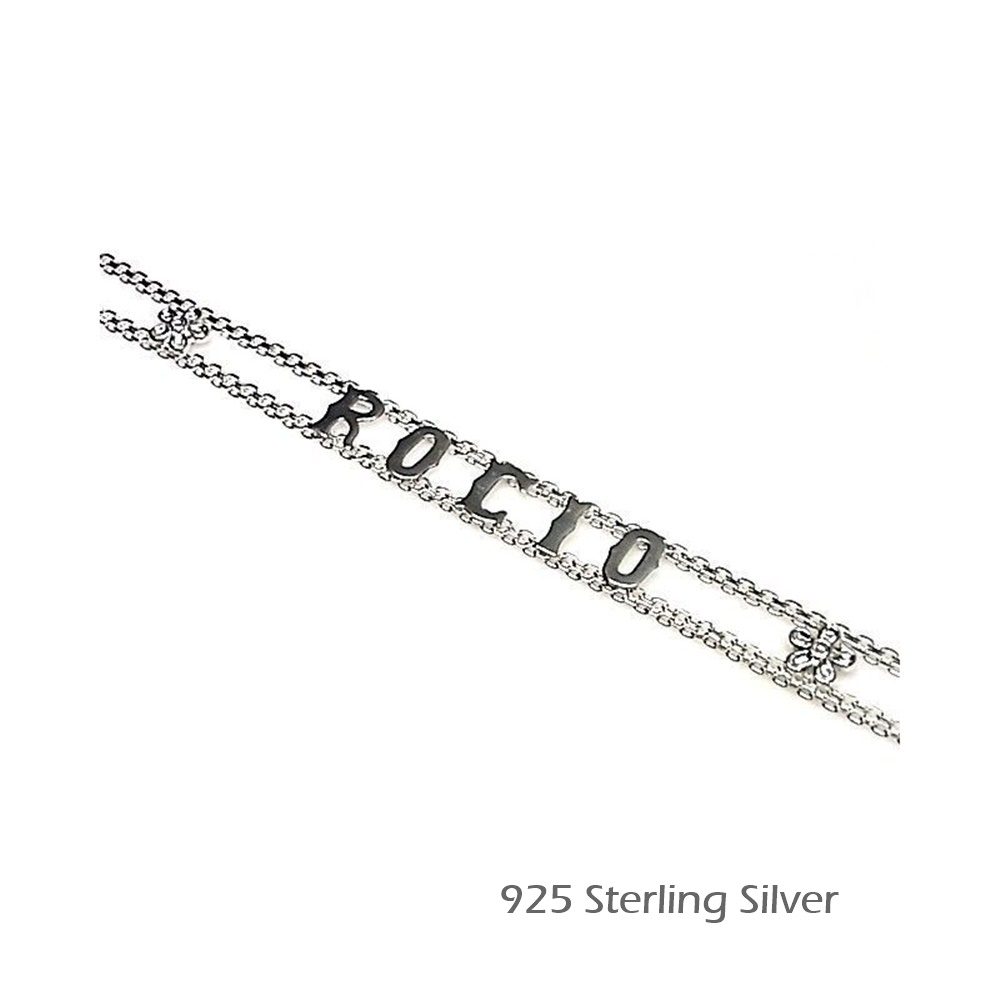 Pulsera con cualquier nombre o palabra de Plata de ley 1