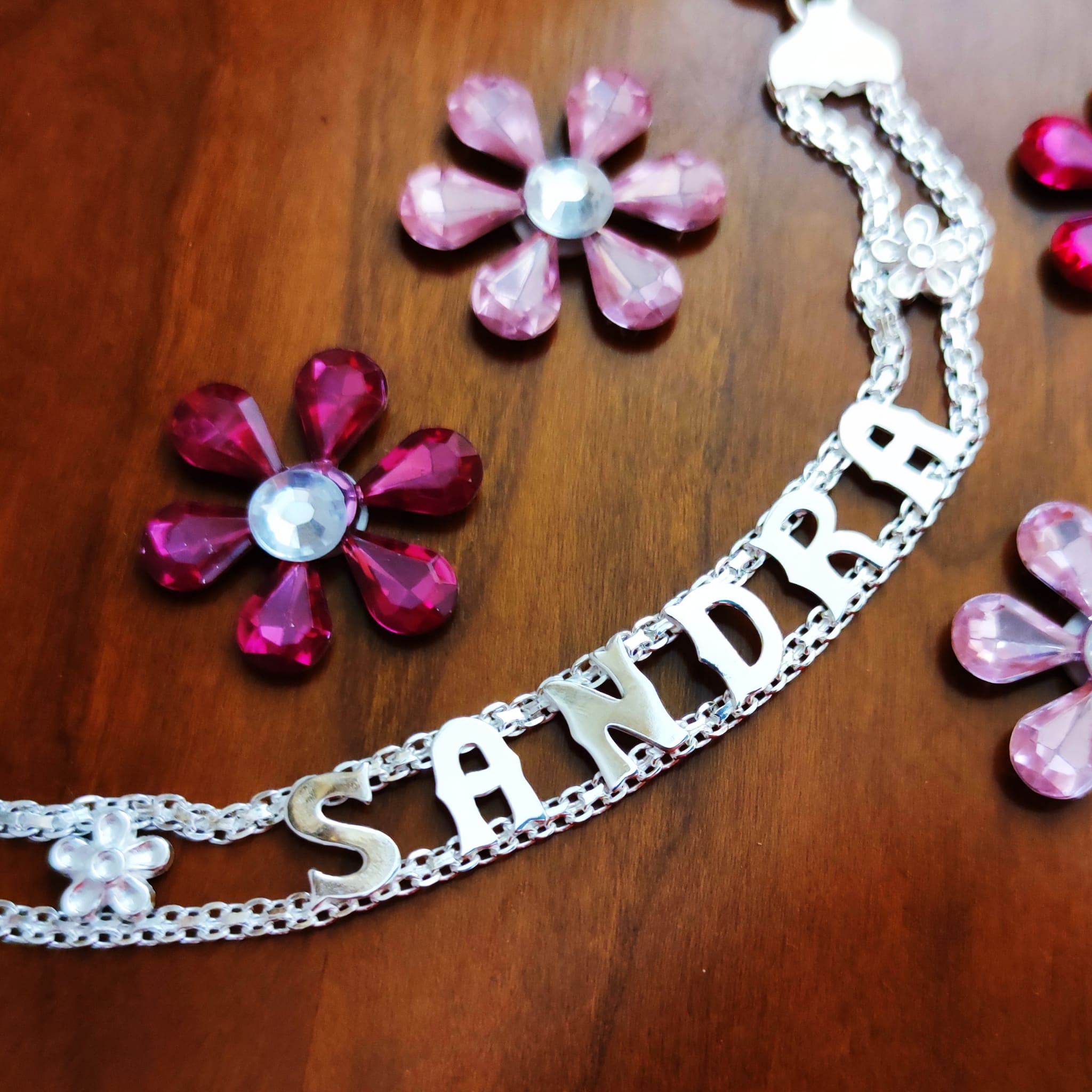 Pulsera con cualquier nombre o palabra de Plata de ley 7