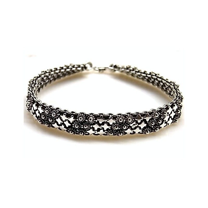 Pulsera de Plata de ley envejecida para mujer