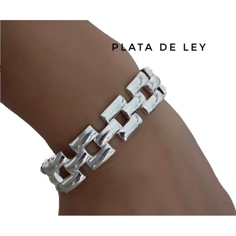 Pulsera eslabones panter de Plata de ley para mujer 1