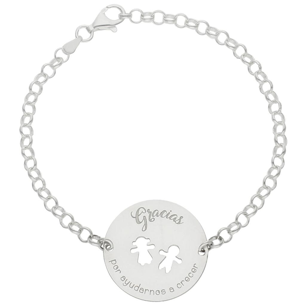 Pulsera niños y mensaje personalizado de Plata para profesoras