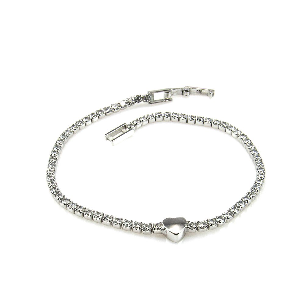 Pulsera corazón de Plata rodiada con Circonitas 1