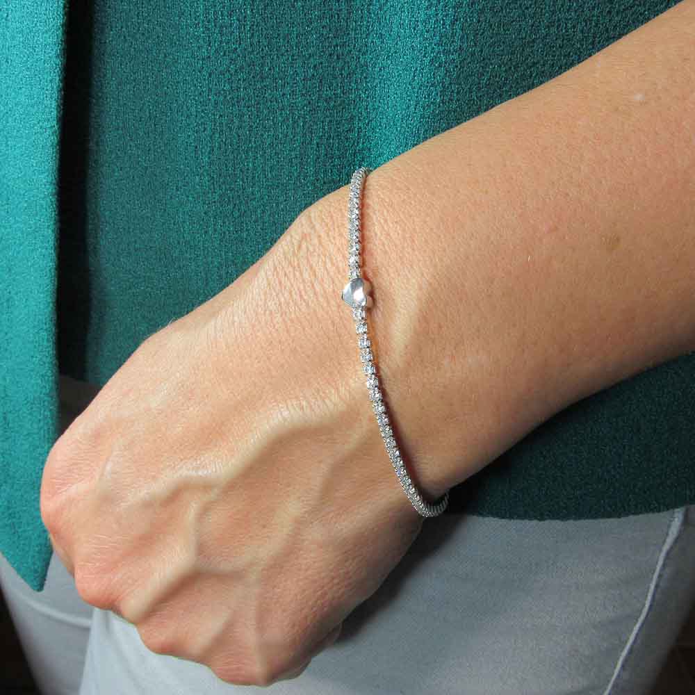 Pulsera corazón de Plata rodiada con Circonitas 2
