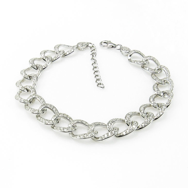 Pulsera de Plata rodiada para mujer con eslabones de Circonitas