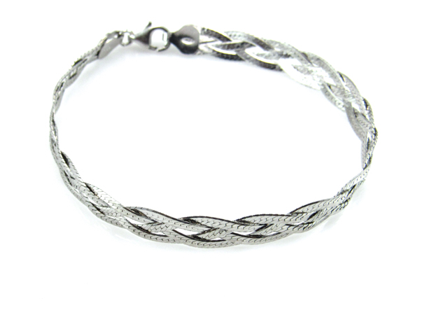 Pulsera trenzada de Plata de ley rodiada 1