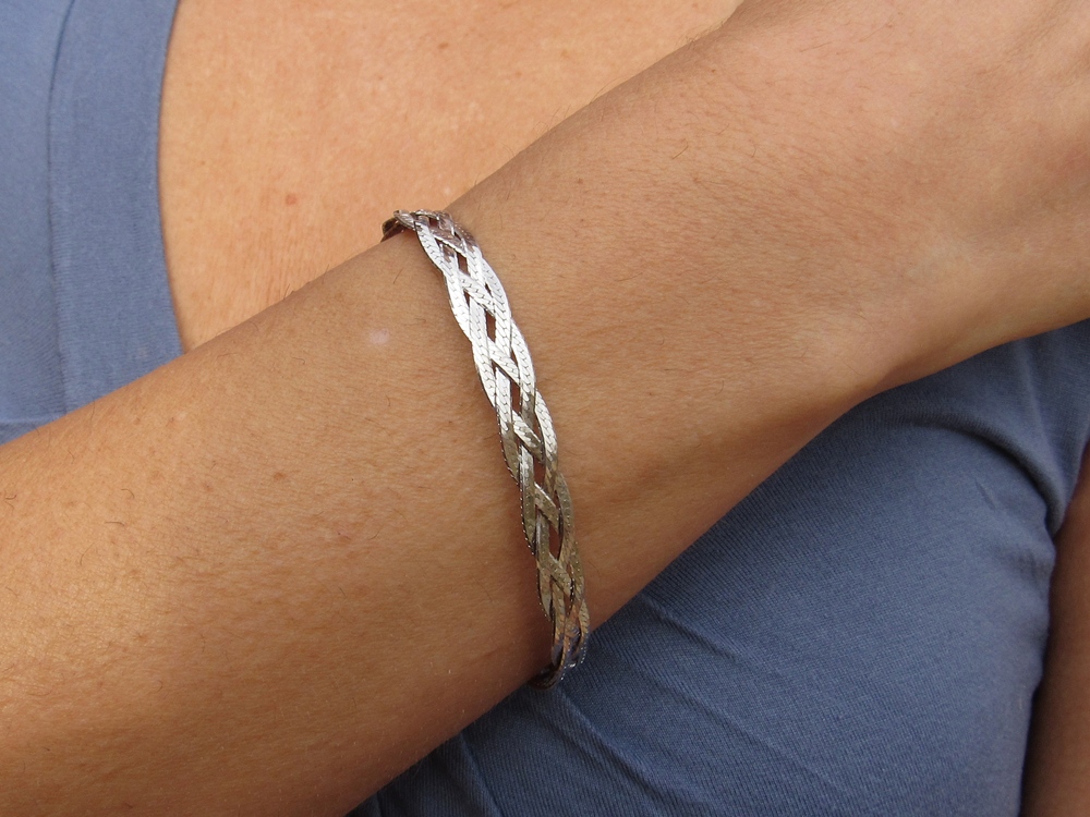Pulsera trenzada de Plata de ley rodiada 2