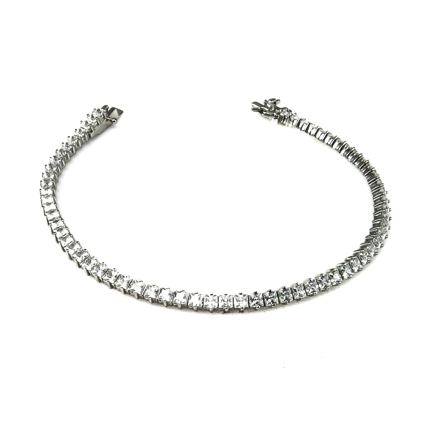 Pulsera tipo rivière de Plata de ley rodiada y Circonitas mujer