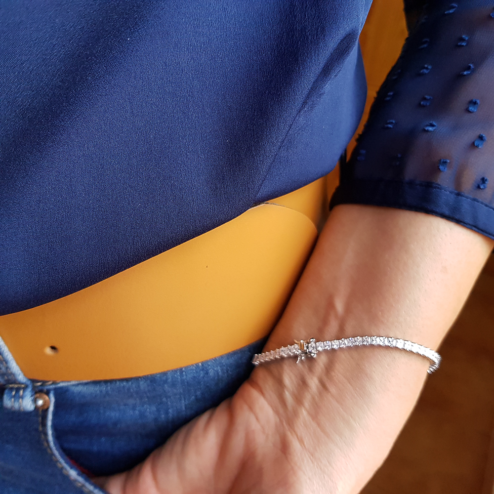 Pulsera tipo rivière de Plata de ley rodiada y Circonitas mujer 3