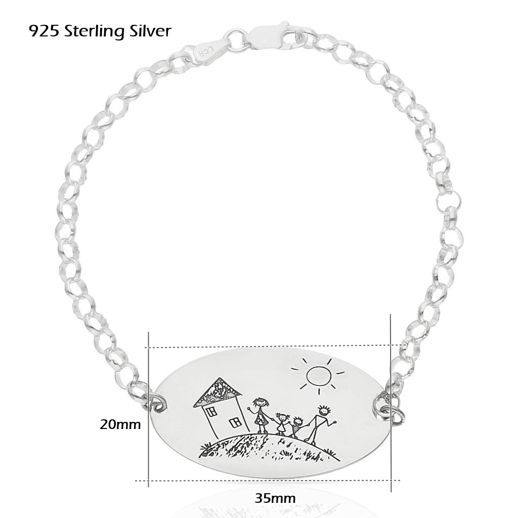 Pulsera de Plata de ley 925 con dibujo personalizado 1