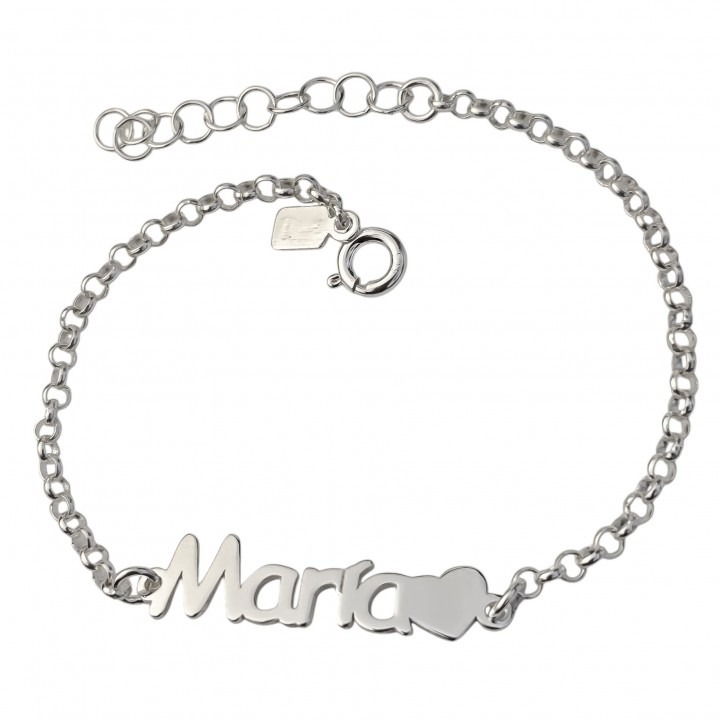 Pulsera personalizada nombre corazón de Plata de ley 925