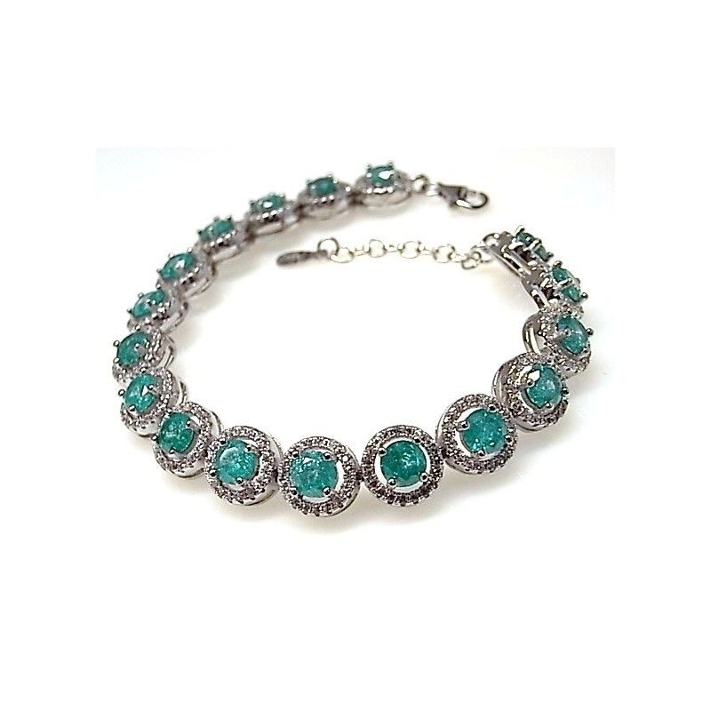 Pulsera de Plata rodiada con Piedras color turquesa