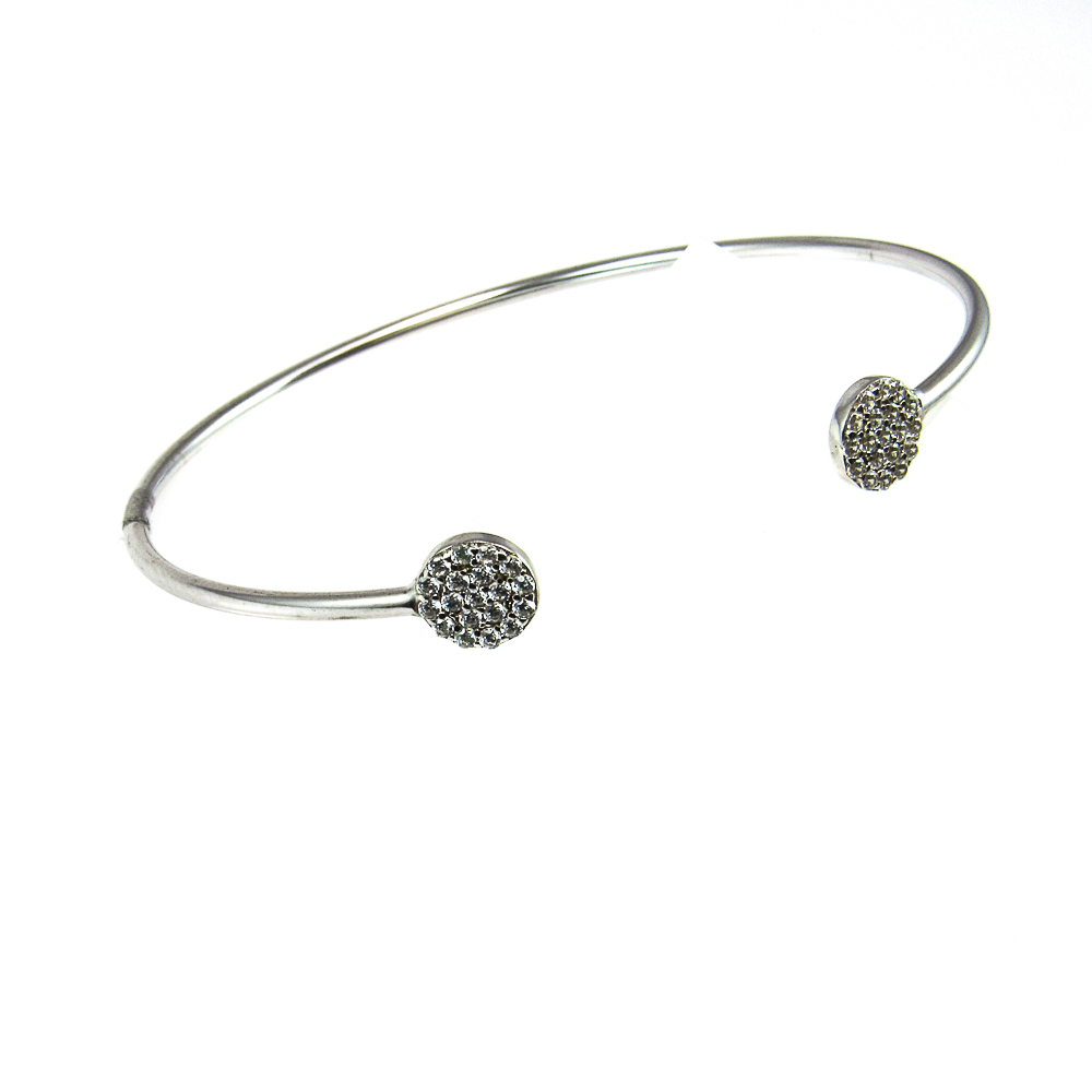 Pulsera brazalete de Plata rodiada con Circonitas micro