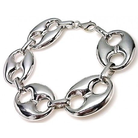 Pulsera de Plata de ley con eslabón calabrote grande