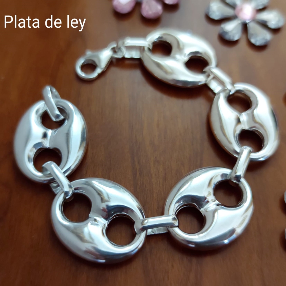 Pulsera de Plata de ley con eslabón calabrote grande 4