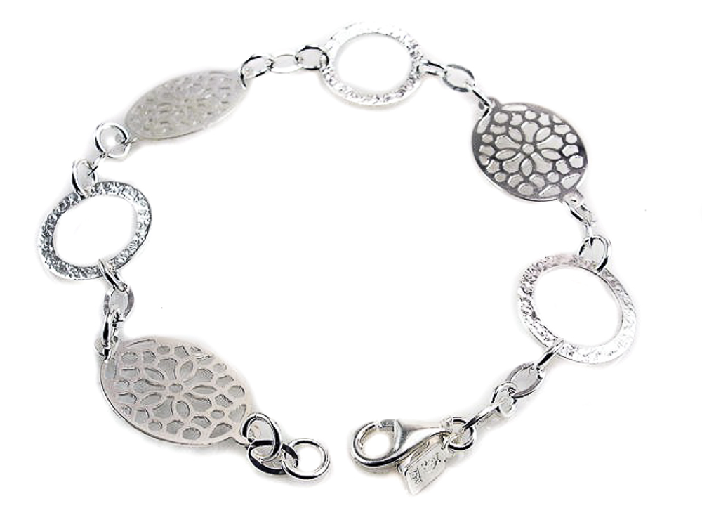 Pulsera de Plata de ley calada con circulos