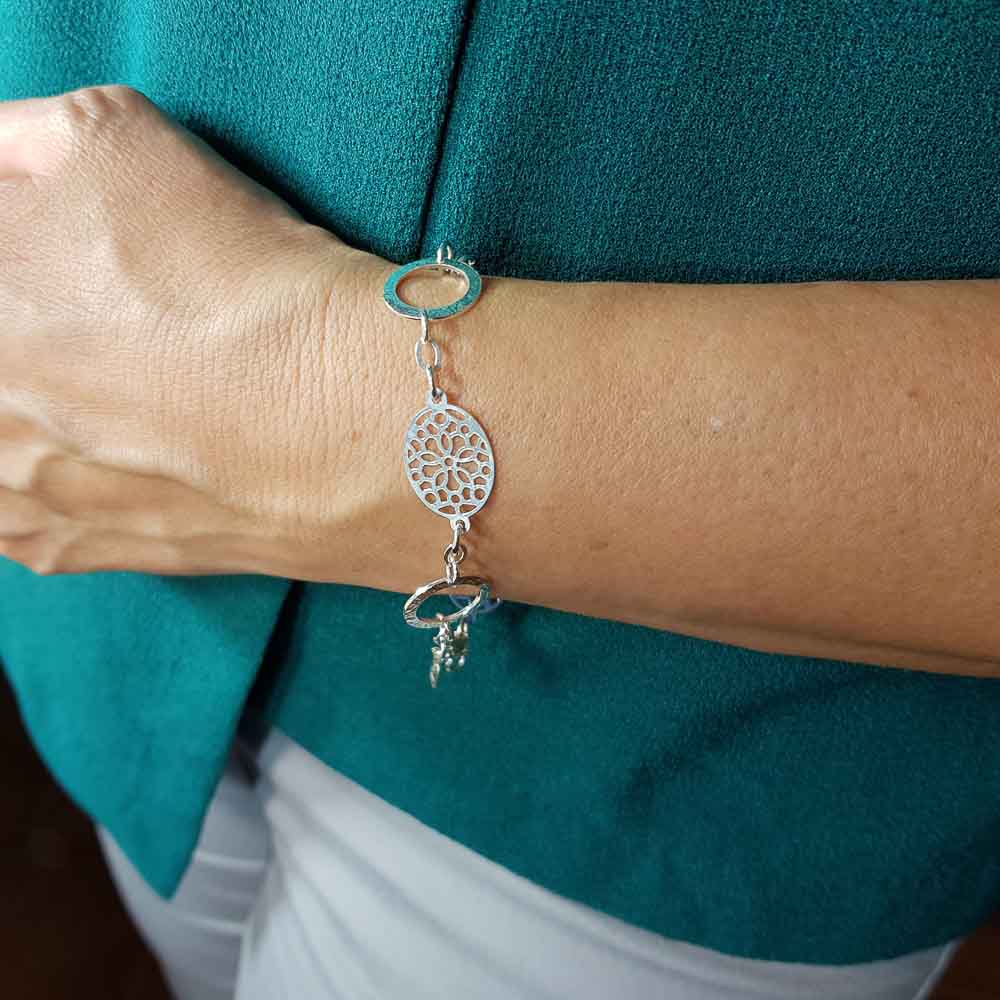 Pulsera de Plata de ley calada con circulos 1