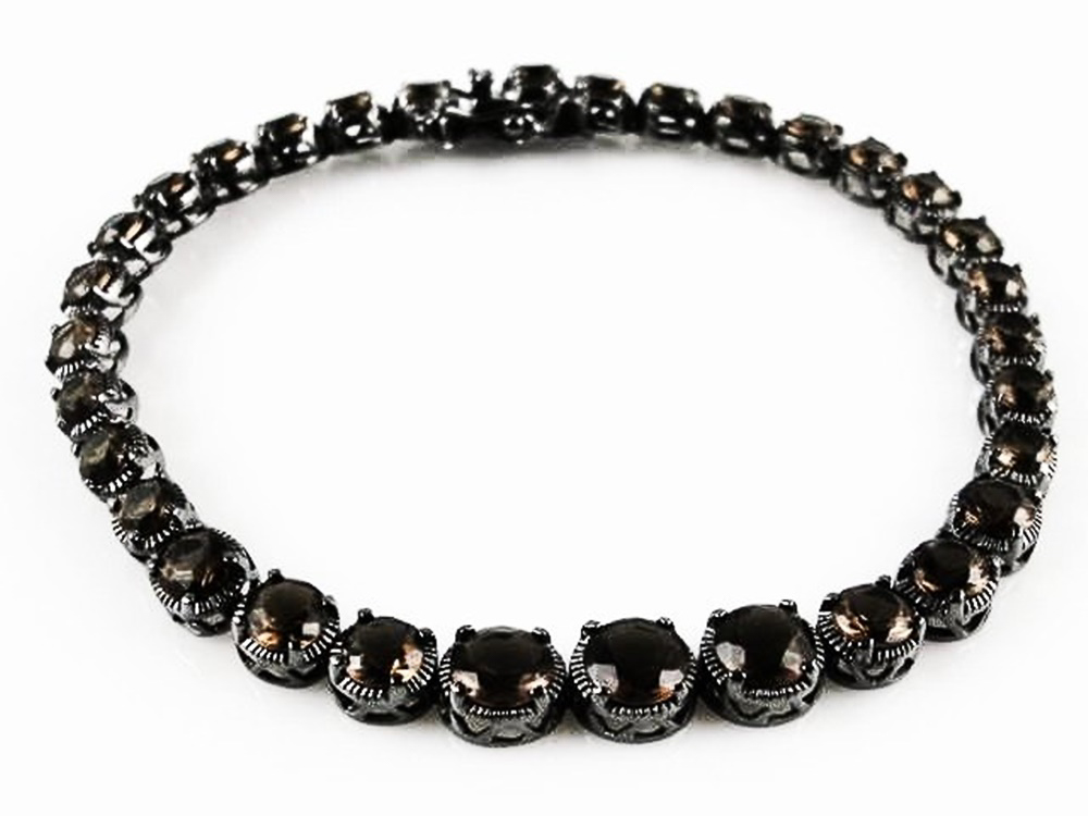 Pulsera Circonitas coffee en Plata de ley y rodio negro