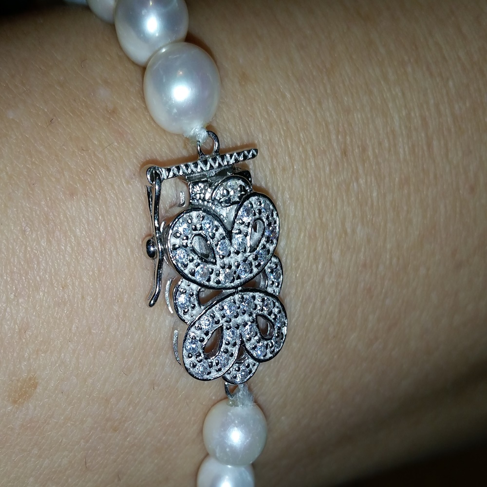 Pulsera Plata Perla cultivada y Circonitas 1