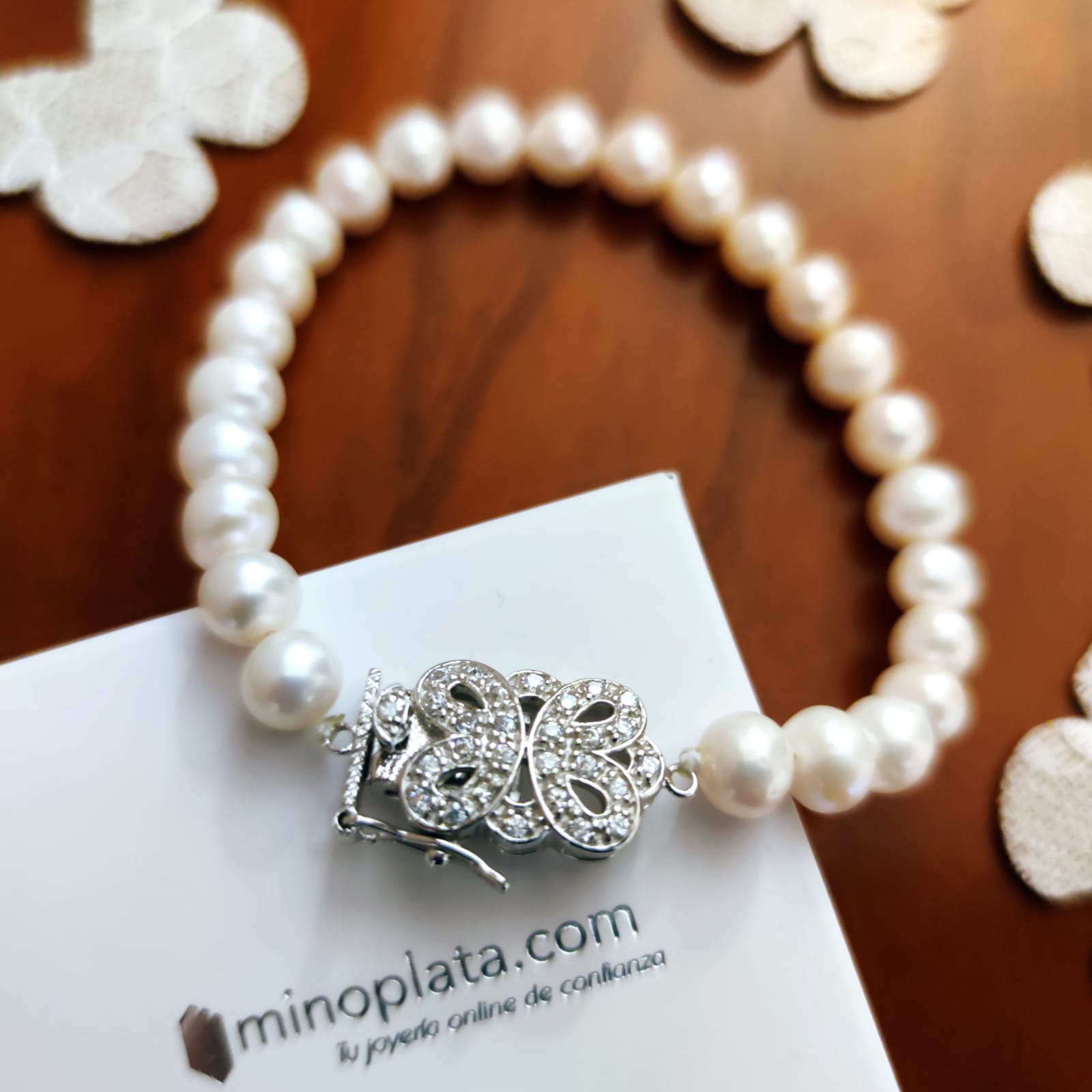 Pulsera Plata Perla cultivada y Circonitas 3