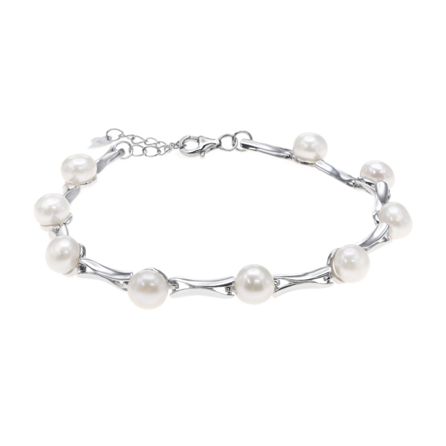 Pulsera de Plata de ley rodiada con Perlas cultivadas