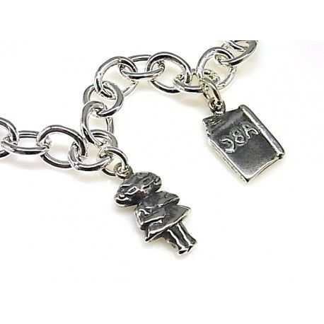 Pulsera para maestra de Plata con colgantes 2