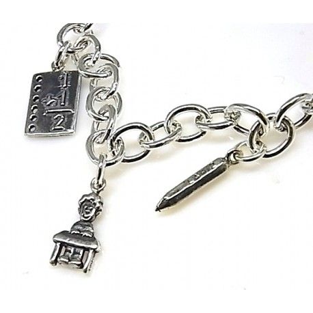 Pulsera para maestra de Plata con colgantes 3