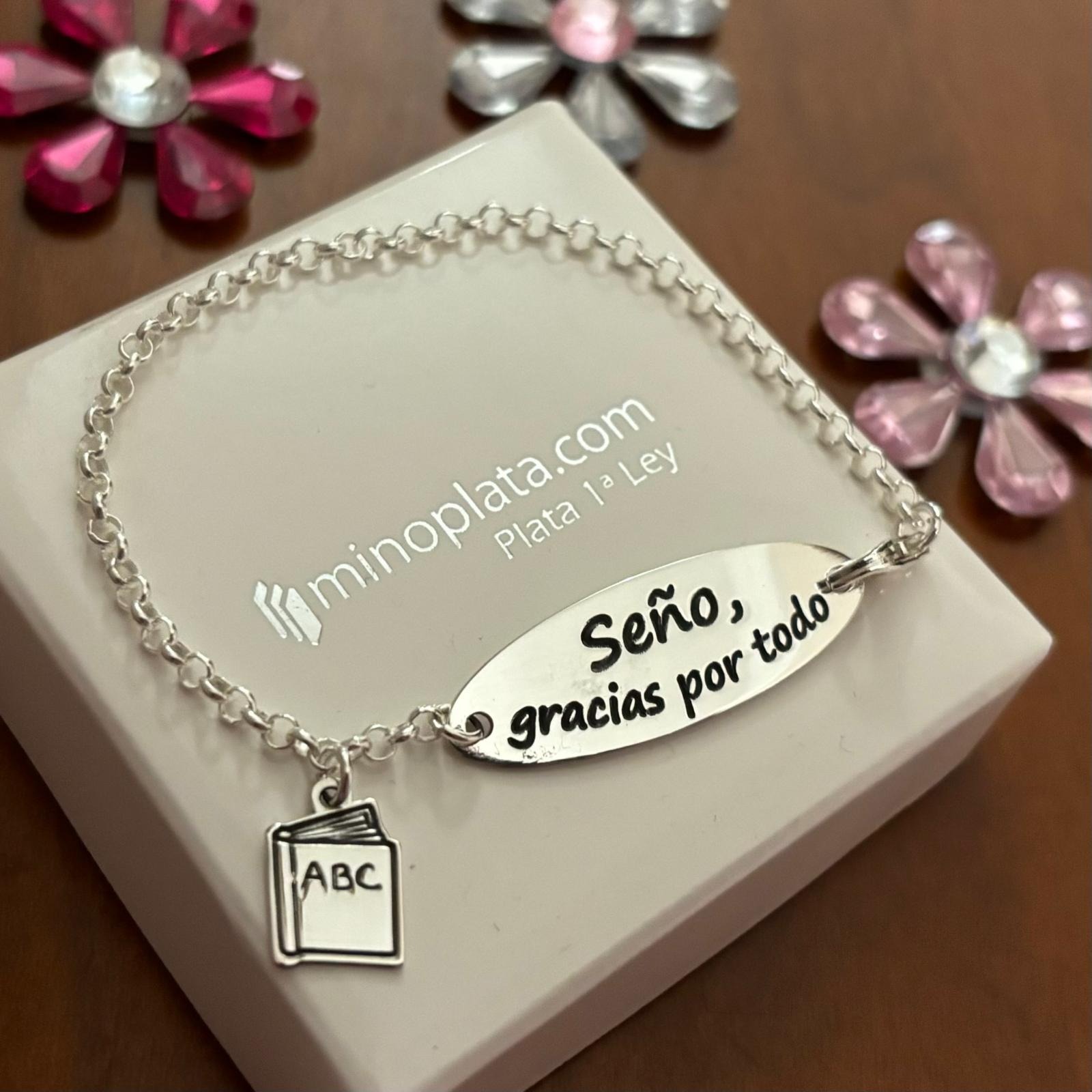Pulsera profesora de Plata de ley 
