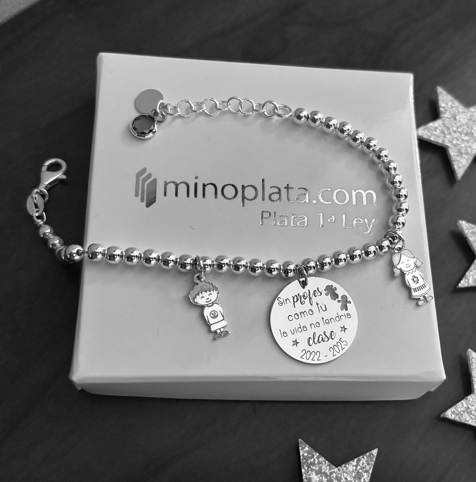 Pulsera Profesora bolas con Abalorios de Plata de ley 2
