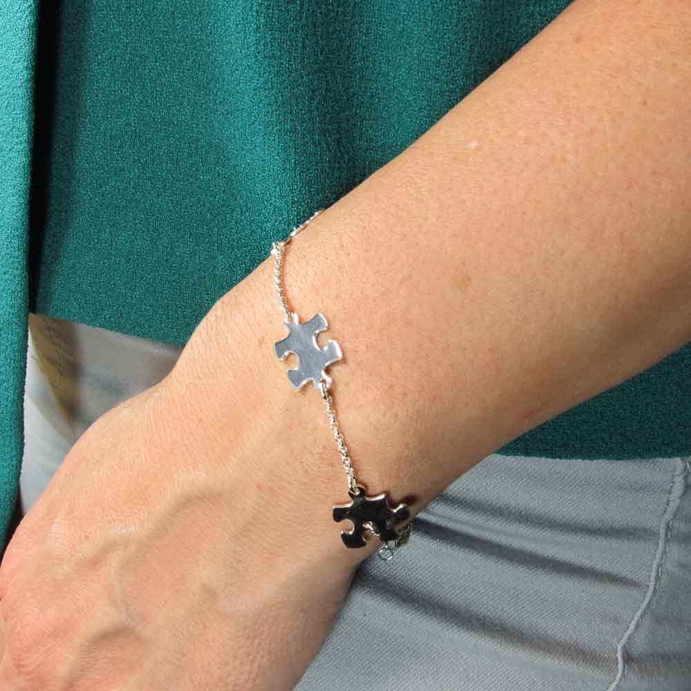 Pulsera piezas de puzzle de Plata de ley 1