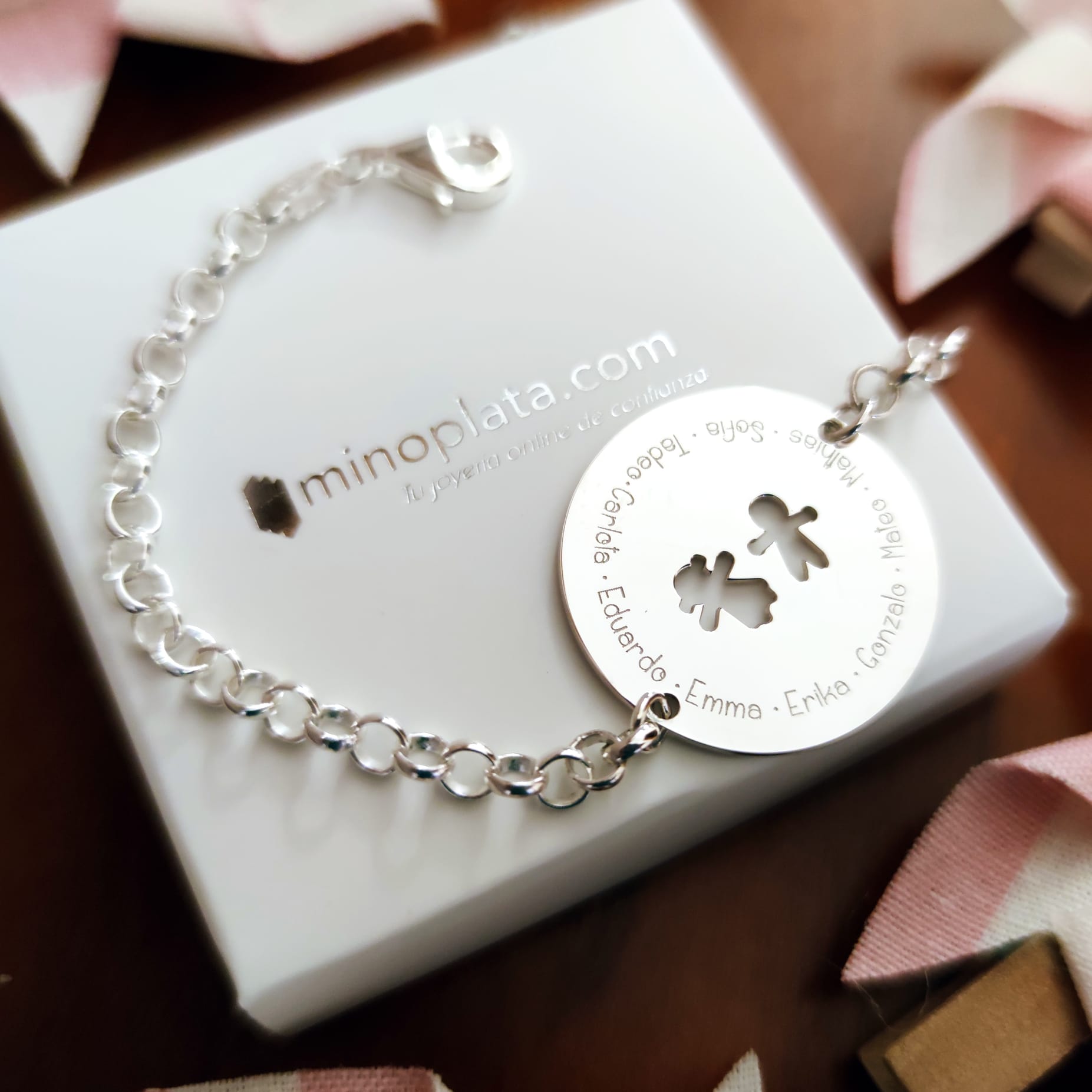 Pulsera personalizada nombres alumnos Plata de ley 25 Mm. 3