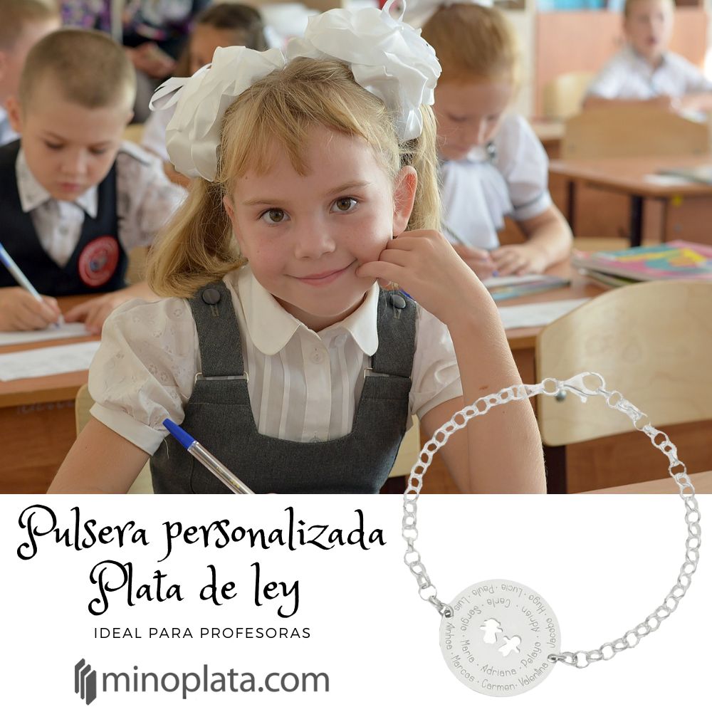 Pulsera personalizada nombres alumnos Plata de ley 25 Mm.