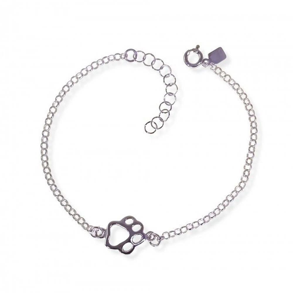 Pulsera de Plata de ley huella de animal calada