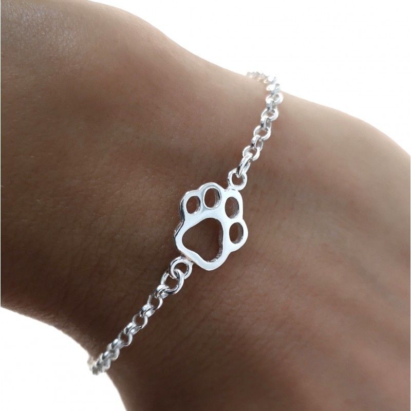 Pulsera de Plata de ley huella de animal calada_1