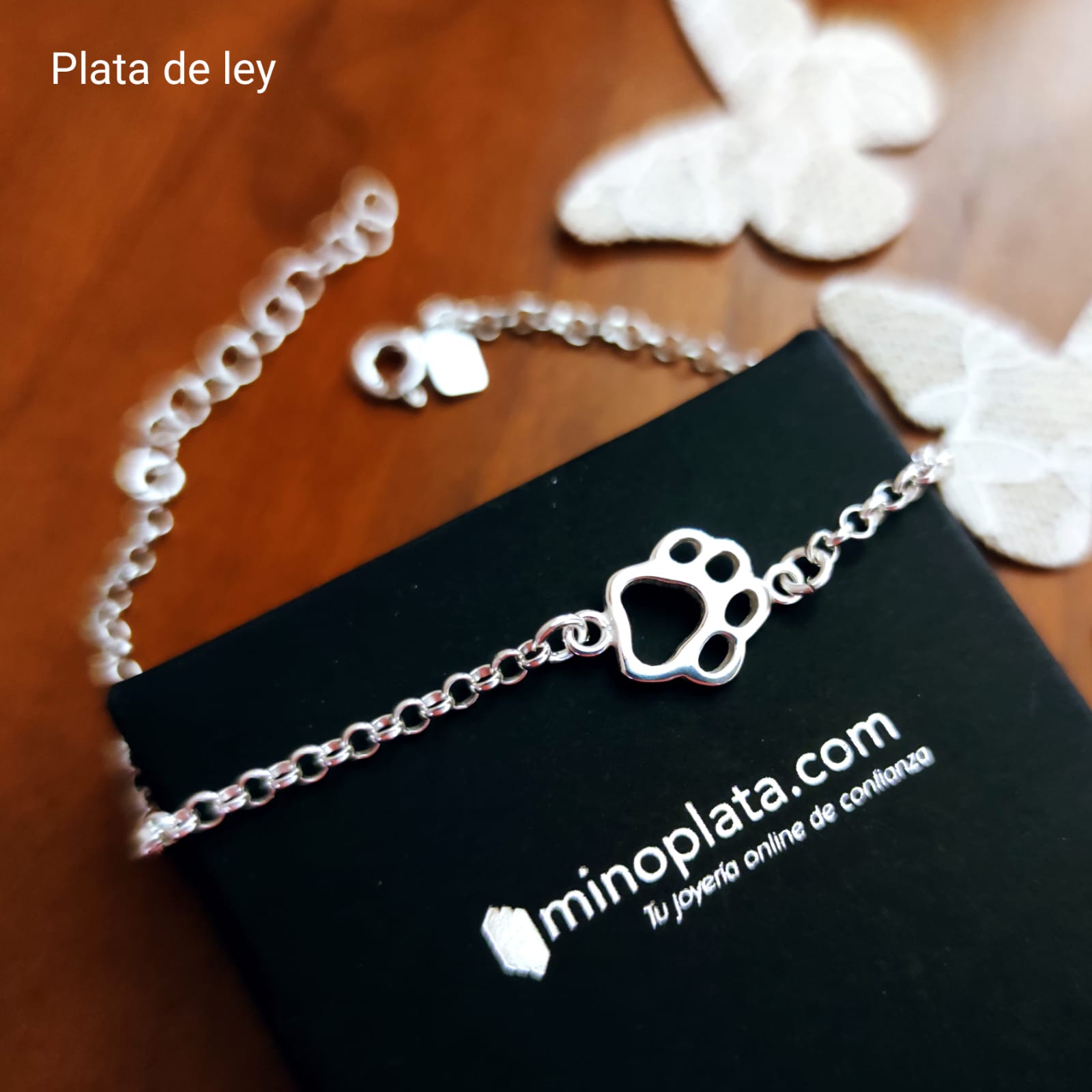 Pulsera de Plata de ley huella de animal calada 3