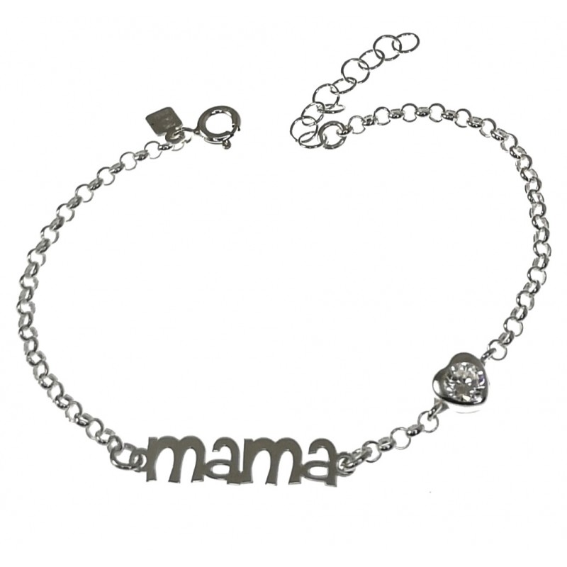 Pulsera mamá de Plata de ley corazón Circonita cadena adaptable