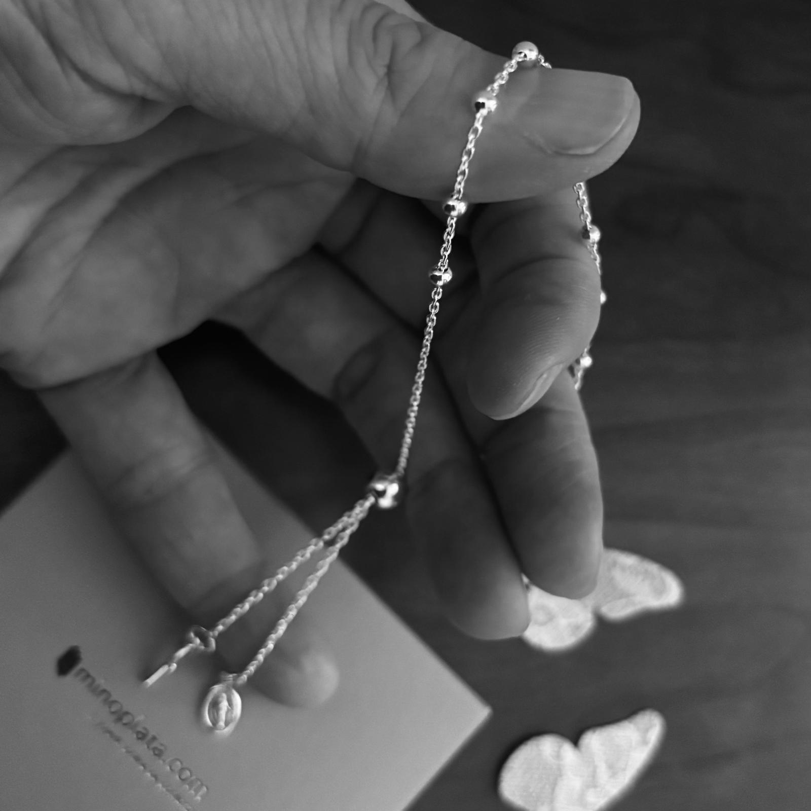 Pulsera rosario de Comunión ajustable de Plata Milagrosa y Cruz 3