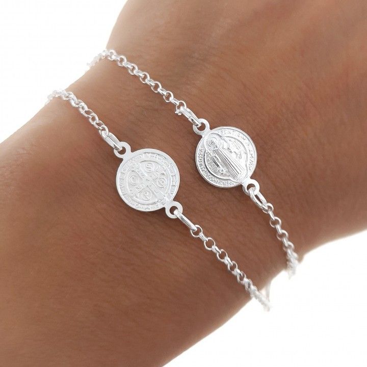 Pulsera medallas de San Benito en Plata de ley 925 2