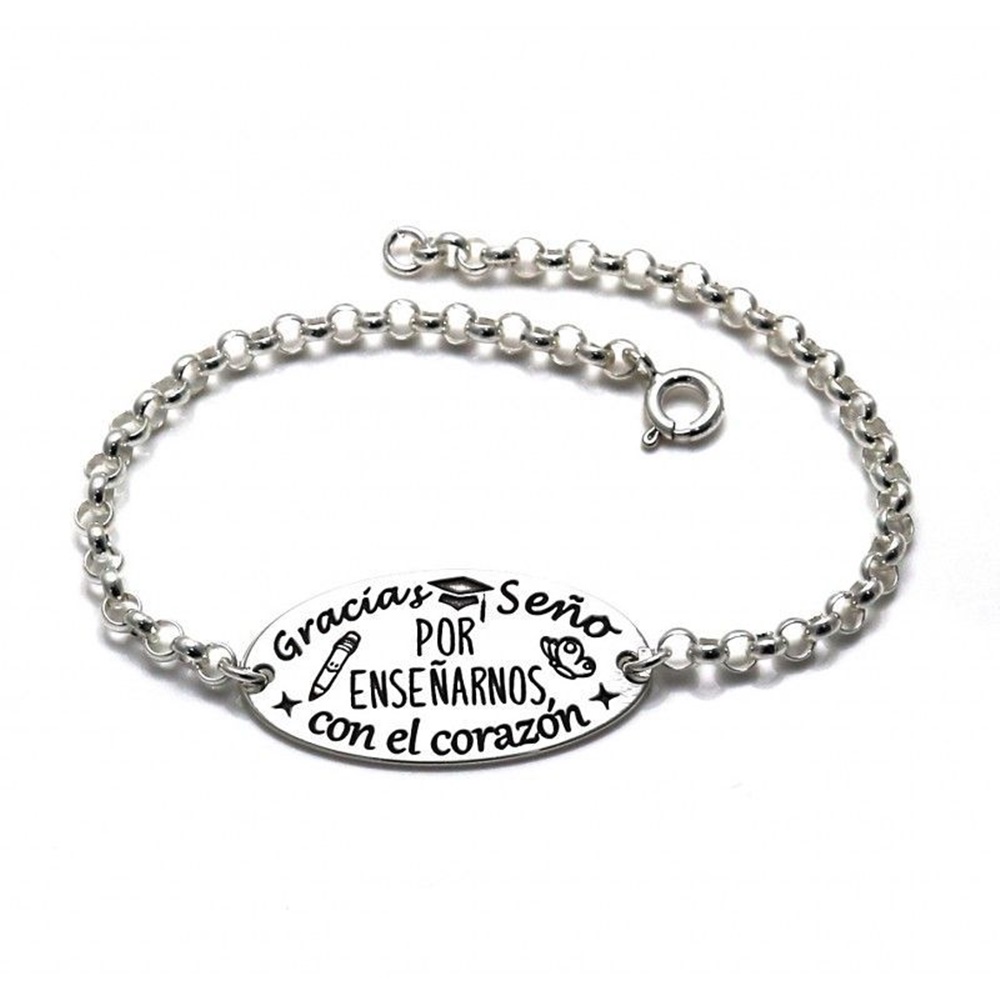 Pulsera de Plata con mensaje para profesoras 