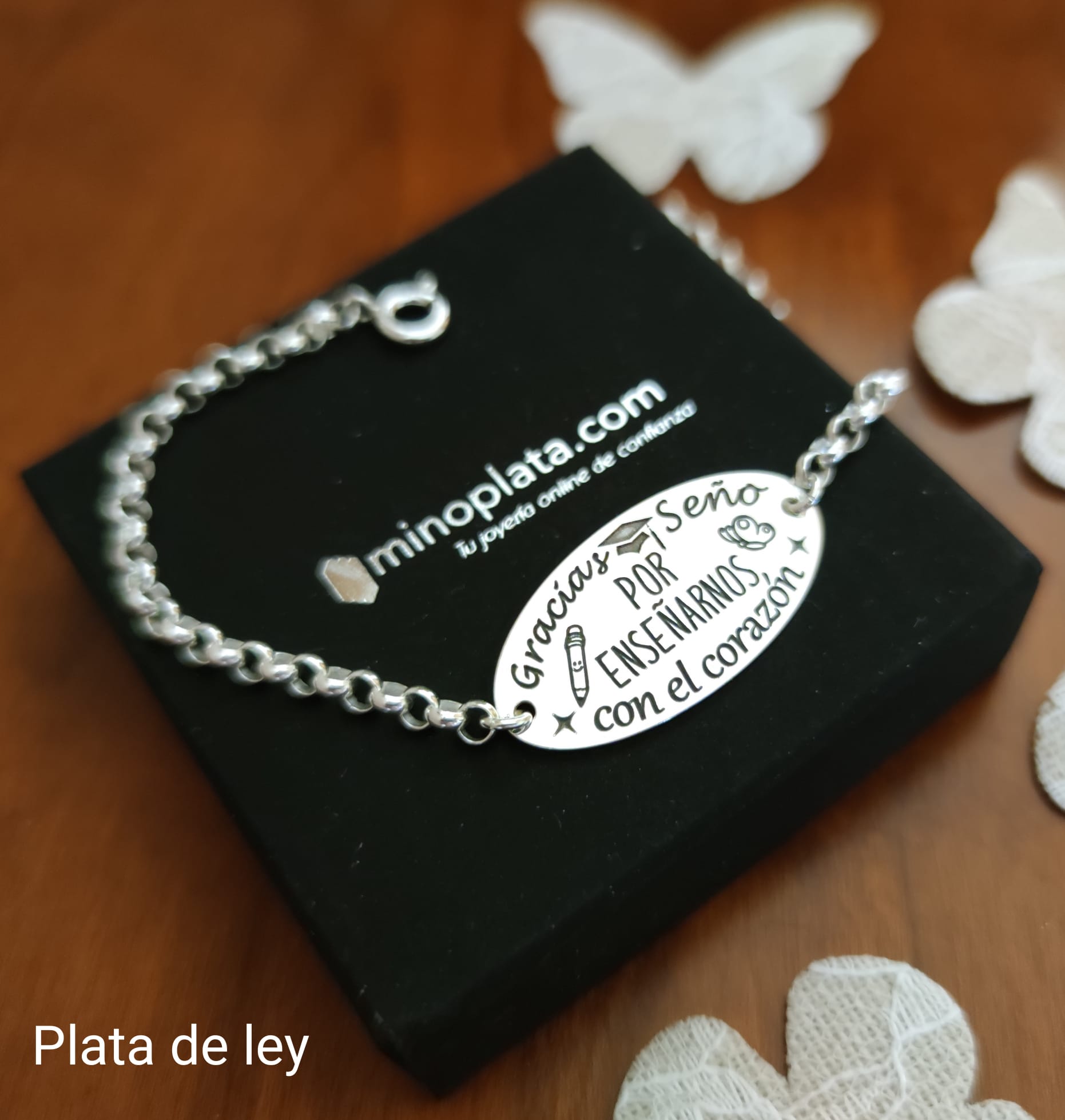 Pulsera de Plata con mensaje para profesoras 