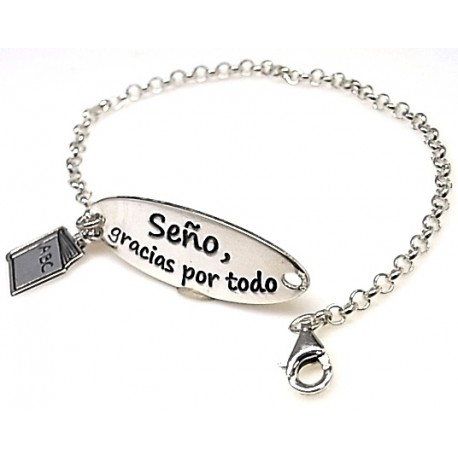 Pulsera profesora de Plata de ley 