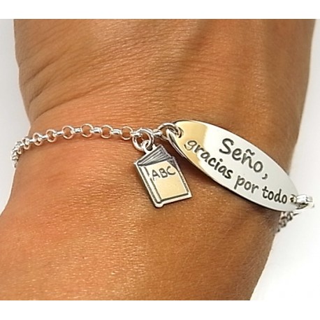 Pulsera profesora de Plata de ley 