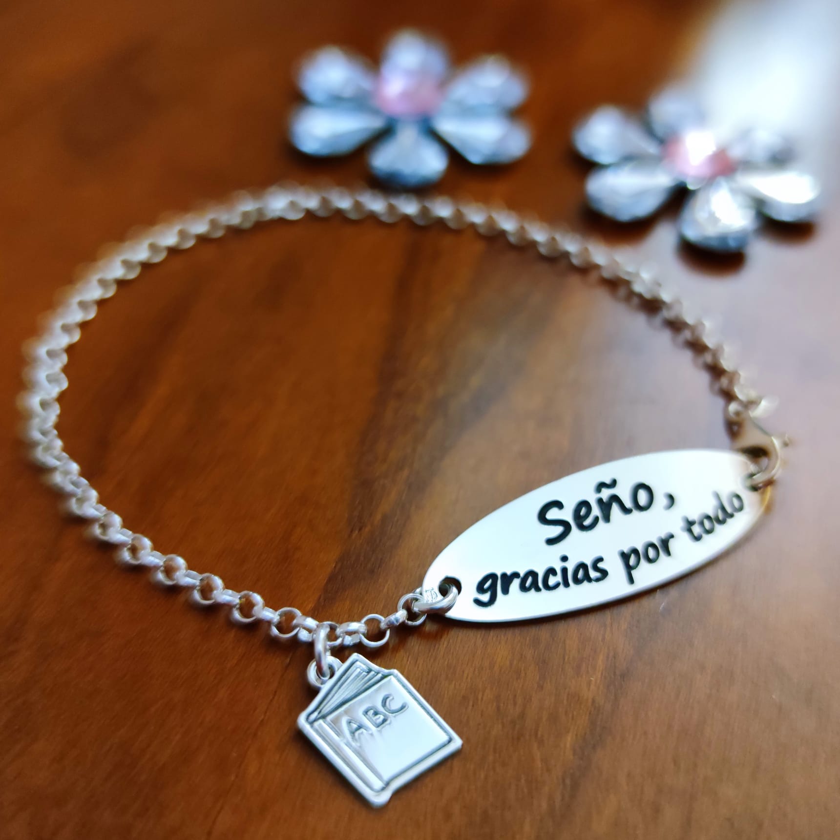 Pulsera profesora de Plata de ley 